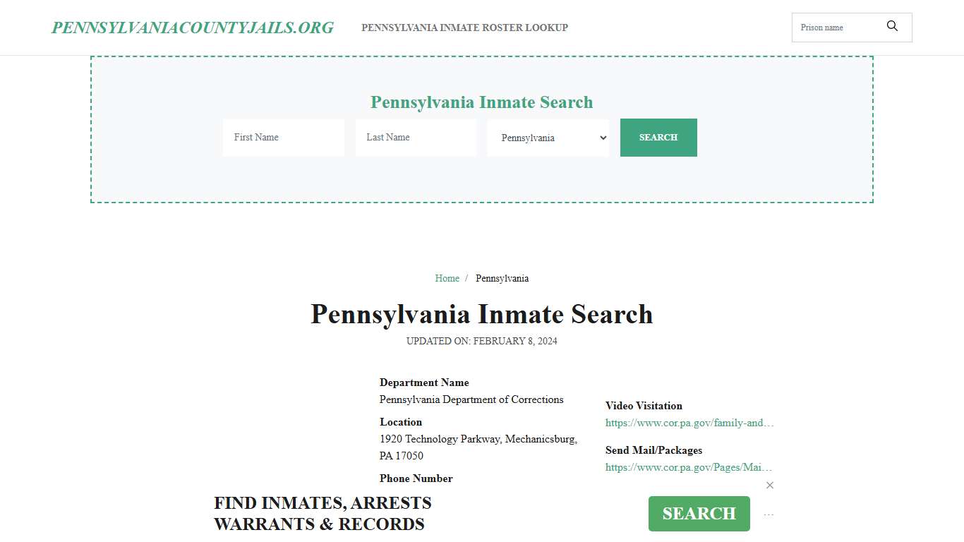 Pennsylvania Inmate Search – PA DOC Offender Lookup